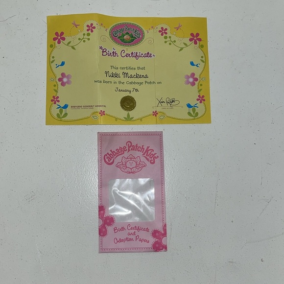 Cabbage Patch Kids Birth Certificate & Adoption Papers Nikki Mackena - Picture 4 of 7